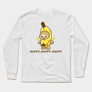 Happy, Happy, Happy Banana Cat - Cute Cartoon Long Sleeve T-Shirt